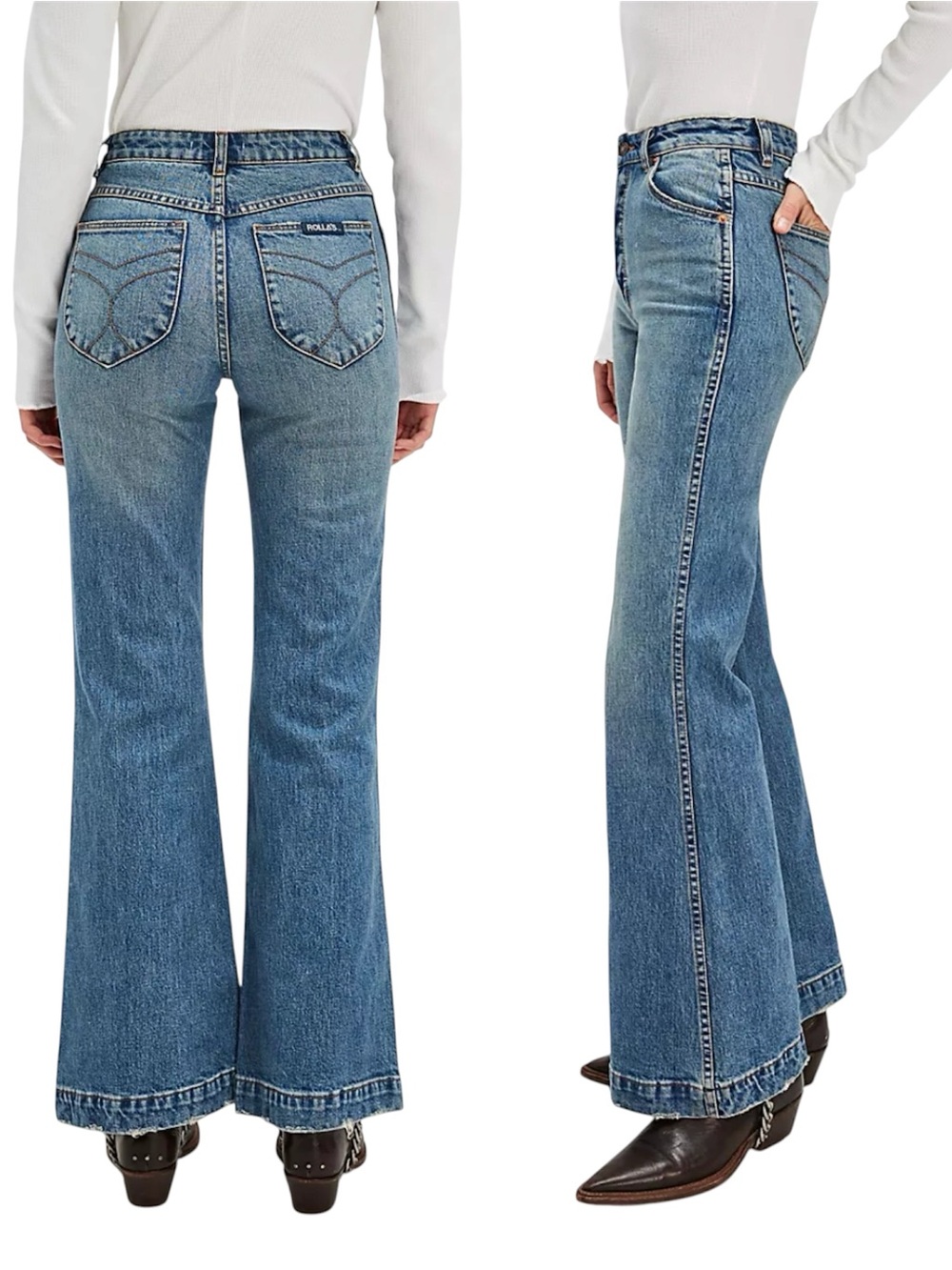 Rolla’s East Coast Flairs Medium Wash High Rise Flare Jeans Size 25 Free People